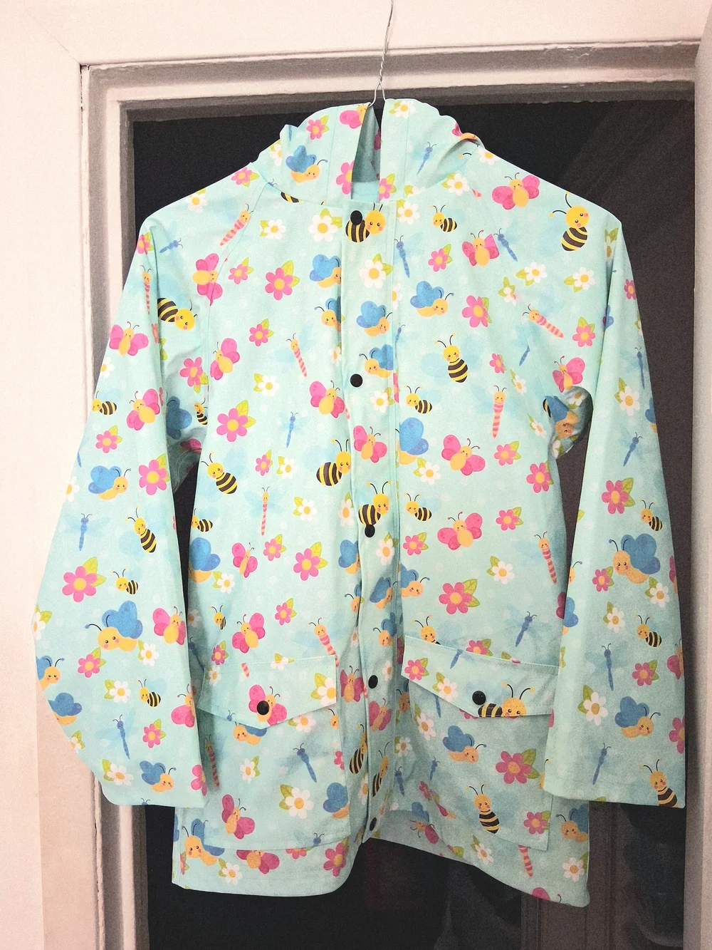 MUCKY WEAR Blue Teal Raincoat Hooded Waterproof Rain Jacket - Size 12 Kids